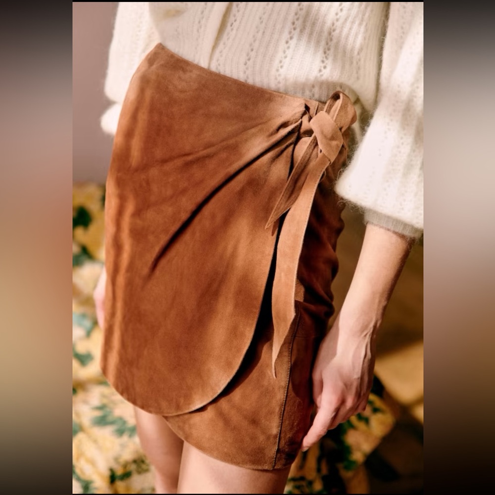 NWT Sezane Keira Skirt, 10/42, Camel